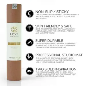Love Generation Premium Yogamat in Excellent Earth, 6 mm dik